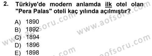 Yiyecek-İçecek Hizmetleri Dersi 2012 - 2013 Yılı (Vize) Ara Sınav Soruları 2. Soru