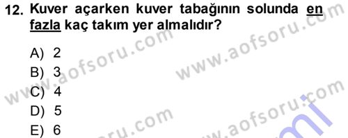 Yiyecek-İçecek Hizmetleri Dersi 2013 - 2014 Yılı (Vize) Ara Sınav Soruları 12. Soru