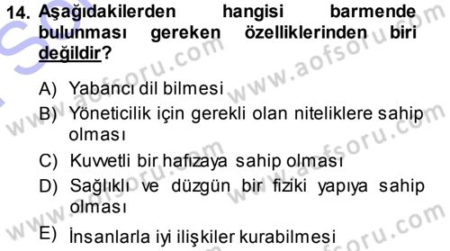 Yiyecek-İçecek Hizmetleri Dersi 2013 - 2014 Yılı (Final) Dönem Sonu Sınav Soruları 14. Soru