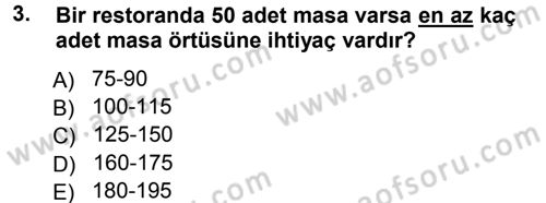 Yiyecek-İçecek Hizmetleri Dersi 2013 - 2014 Yılı Tek Ders Sınav Soruları 3. Soru