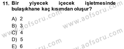 Yiyecek-İçecek Hizmetleri Dersi 2014 - 2015 Yılı (Vize) Ara Sınav Soruları 11. Soru