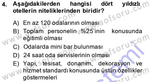 Yiyecek-İçecek Hizmetleri Dersi 2014 - 2015 Yılı (Vize) Ara Sınav Soruları 4. Soru
