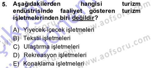 Yiyecek-İçecek Hizmetleri Dersi 2014 - 2015 Yılı (Vize) Ara Sınav Soruları 5. Soru