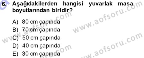 Yiyecek-İçecek Hizmetleri Dersi 2014 - 2015 Yılı (Vize) Ara Sınav Soruları 6. Soru