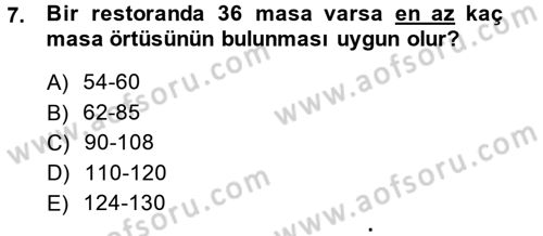 Yiyecek-İçecek Hizmetleri Dersi 2014 - 2015 Yılı (Vize) Ara Sınav Soruları 7. Soru