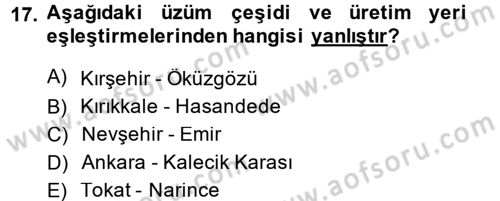Yiyecek-İçecek Hizmetleri Dersi 2014 - 2015 Yılı (Final) Dönem Sonu Sınav Soruları 17. Soru
