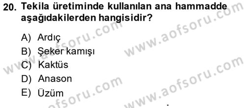 Yiyecek-İçecek Hizmetleri Dersi 2014 - 2015 Yılı (Final) Dönem Sonu Sınav Soruları 20. Soru
