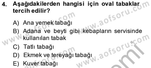 Yiyecek-İçecek Hizmetleri Dersi 2014 - 2015 Yılı (Final) Dönem Sonu Sınav Soruları 4. Soru