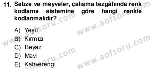 Yiyecek-İçecek Hizmetleri Dersi 2014 - 2015 Yılı Tek Ders Sınav Soruları 11. Soru