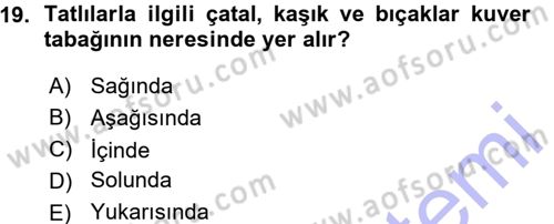 Yiyecek-İçecek Hizmetleri Dersi 2015 - 2016 Yılı (Vize) Ara Sınav Soruları 19. Soru