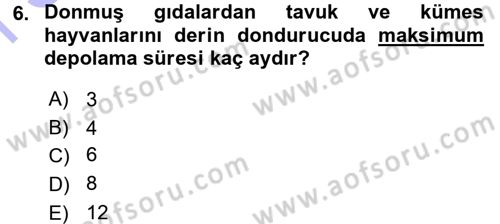 Yiyecek-İçecek Hizmetleri Dersi 2015 - 2016 Yılı (Final) Dönem Sonu Sınav Soruları 6. Soru