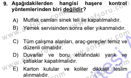 Yiyecek-İçecek Hizmetleri Dersi 2015 - 2016 Yılı (Final) Dönem Sonu Sınav Soruları 9. Soru