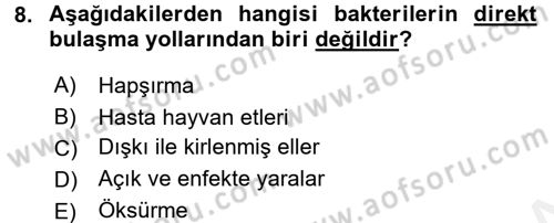 Yiyecek-İçecek Hizmetleri Dersi 2015 - 2016 Yılı Tek Ders Sınav Soruları 8. Soru