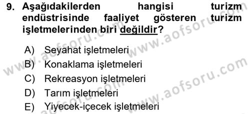 Yiyecek-İçecek Hizmetleri Dersi 2016 - 2017 Yılı (Vize) Ara Sınav Soruları 9. Soru