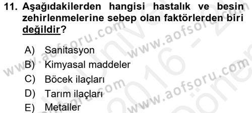 Yiyecek-İçecek Hizmetleri Dersi 2016 - 2017 Yılı (Final) Dönem Sonu Sınav Soruları 11. Soru