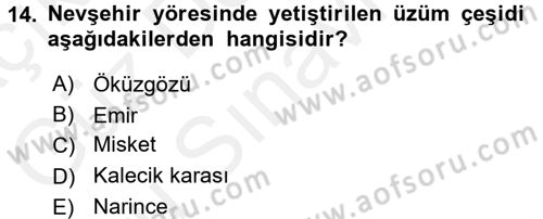 Yiyecek-İçecek Hizmetleri Dersi 2016 - 2017 Yılı (Final) Dönem Sonu Sınav Soruları 14. Soru