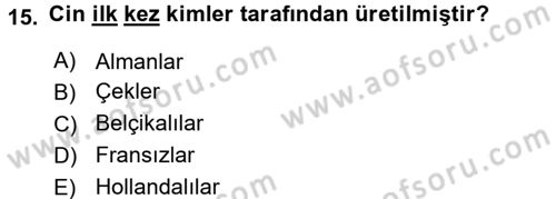 Yiyecek-İçecek Hizmetleri Dersi 2016 - 2017 Yılı (Final) Dönem Sonu Sınav Soruları 15. Soru