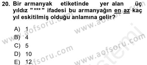 Yiyecek-İçecek Hizmetleri Dersi 2016 - 2017 Yılı (Final) Dönem Sonu Sınav Soruları 20. Soru