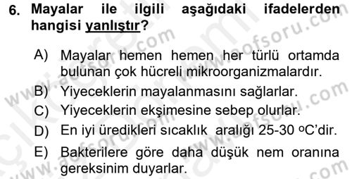 Yiyecek-İçecek Hizmetleri Dersi 2016 - 2017 Yılı (Final) Dönem Sonu Sınav Soruları 6. Soru