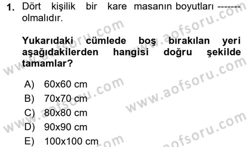 Yiyecek-İçecek Hizmetleri Dersi 2017 - 2018 Yılı (Vize) Ara Sınav Soruları 1. Soru