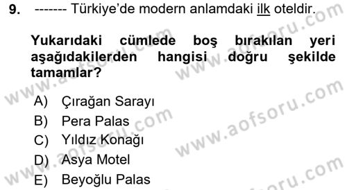 Yiyecek-İçecek Hizmetleri Dersi 2017 - 2018 Yılı (Vize) Ara Sınav Soruları 9. Soru