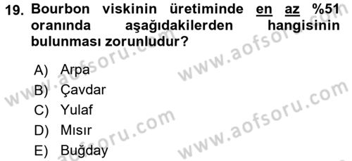 Yiyecek-İçecek Hizmetleri Dersi 2017 - 2018 Yılı (Final) Dönem Sonu Sınav Soruları 19. Soru