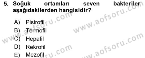 Yiyecek-İçecek Hizmetleri Dersi 2017 - 2018 Yılı (Final) Dönem Sonu Sınav Soruları 5. Soru