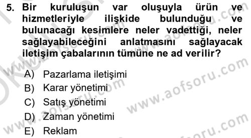 Turizm Ve İletişim Dersi 2020 - 2021 Yılı Yaz Okulu Sınav Soruları 5. Soru