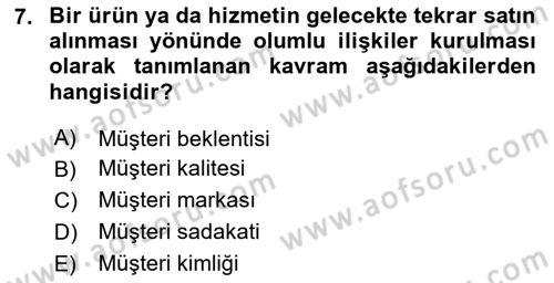 Turizm Ve İletişim Dersi 2020 - 2021 Yılı Yaz Okulu Sınav Soruları 7. Soru