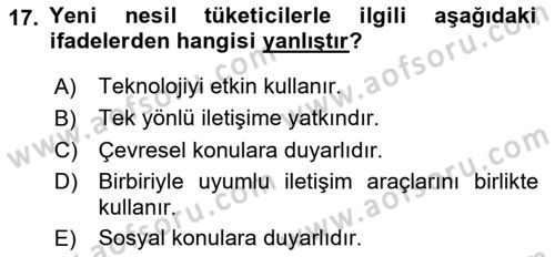 Turizm Ve İletişim Dersi 2021 - 2022 Yılı (Vize) Ara Sınav Soruları 17. Soru