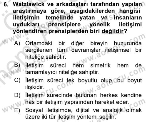 Turizm Ve İletişim Dersi 2021 - 2022 Yılı (Vize) Ara Sınav Soruları 6. Soru
