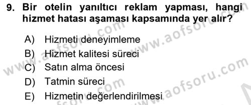 Turizm Ve İletişim Dersi 2021 - 2022 Yılı (Vize) Ara Sınav Soruları 9. Soru
