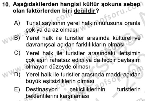 Turizm Ve İletişim Dersi 2021 - 2022 Yılı (Final) Dönem Sonu Sınav Soruları 10. Soru