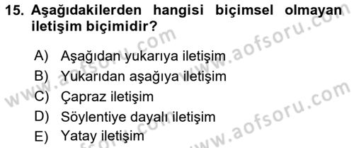 Turizm Ve İletişim Dersi 2021 - 2022 Yılı (Final) Dönem Sonu Sınav Soruları 15. Soru