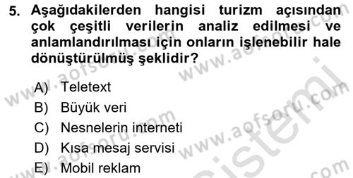Turizm Ve İletişim Dersi 2021 - 2022 Yılı (Final) Dönem Sonu Sınav Soruları 5. Soru