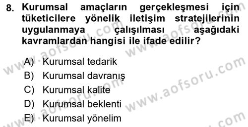 Turizm Ve İletişim Dersi 2021 - 2022 Yılı (Final) Dönem Sonu Sınav Soruları 8. Soru
