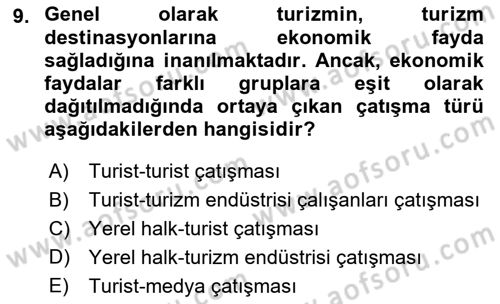 Turizm Ve İletişim Dersi 2021 - 2022 Yılı (Final) Dönem Sonu Sınav Soruları 9. Soru