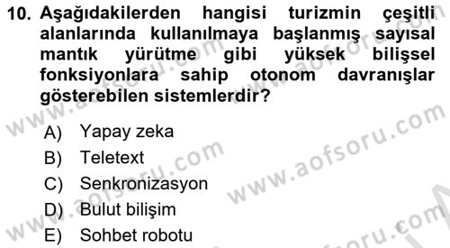 Turizm Ve İletişim Dersi 2021 - 2022 Yılı Yaz Okulu Sınav Soruları 10. Soru