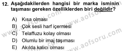 Turizm Ve İletişim Dersi 2021 - 2022 Yılı Yaz Okulu Sınav Soruları 12. Soru