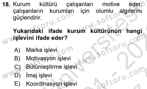Turizm Ve İletişim Dersi 2021 - 2022 Yılı Yaz Okulu Sınav Soruları 18. Soru