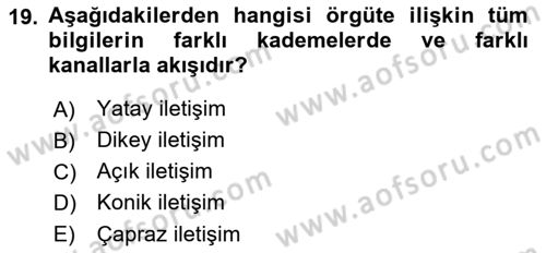 Turizm Ve İletişim Dersi 2021 - 2022 Yılı Yaz Okulu Sınav Soruları 19. Soru