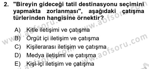 Turizm Ve İletişim Dersi 2021 - 2022 Yılı Yaz Okulu Sınav Soruları 2. Soru