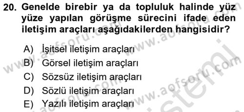 Turizm Ve İletişim Dersi 2021 - 2022 Yılı Yaz Okulu Sınav Soruları 20. Soru