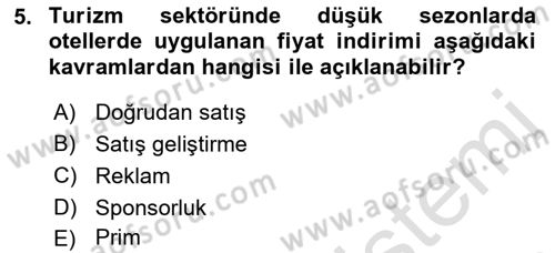 Turizm Ve İletişim Dersi 2021 - 2022 Yılı Yaz Okulu Sınav Soruları 5. Soru