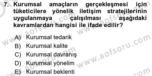 Turizm Ve İletişim Dersi 2021 - 2022 Yılı Yaz Okulu Sınav Soruları 7. Soru