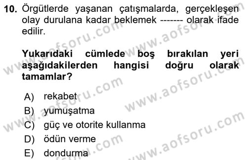 Turizm Ve İletişim Dersi 2022 - 2023 Yılı Yaz Okulu Sınav Soruları 10. Soru