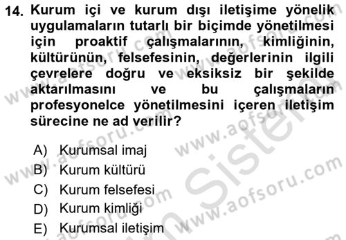 Turizm Ve İletişim Dersi 2022 - 2023 Yılı Yaz Okulu Sınav Soruları 14. Soru