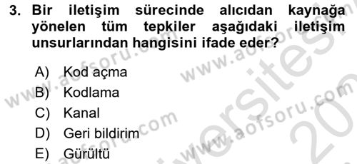 Turizm Ve İletişim Dersi 2022 - 2023 Yılı Yaz Okulu Sınav Soruları 3. Soru