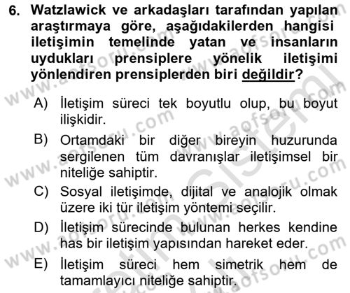 Turizm Ve İletişim Dersi 2022 - 2023 Yılı Yaz Okulu Sınav Soruları 6. Soru