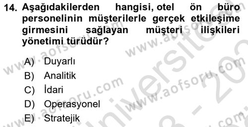 Turizm Ve İletişim Dersi 2023 - 2024 Yılı (Vize) Ara Sınav Soruları 14. Soru